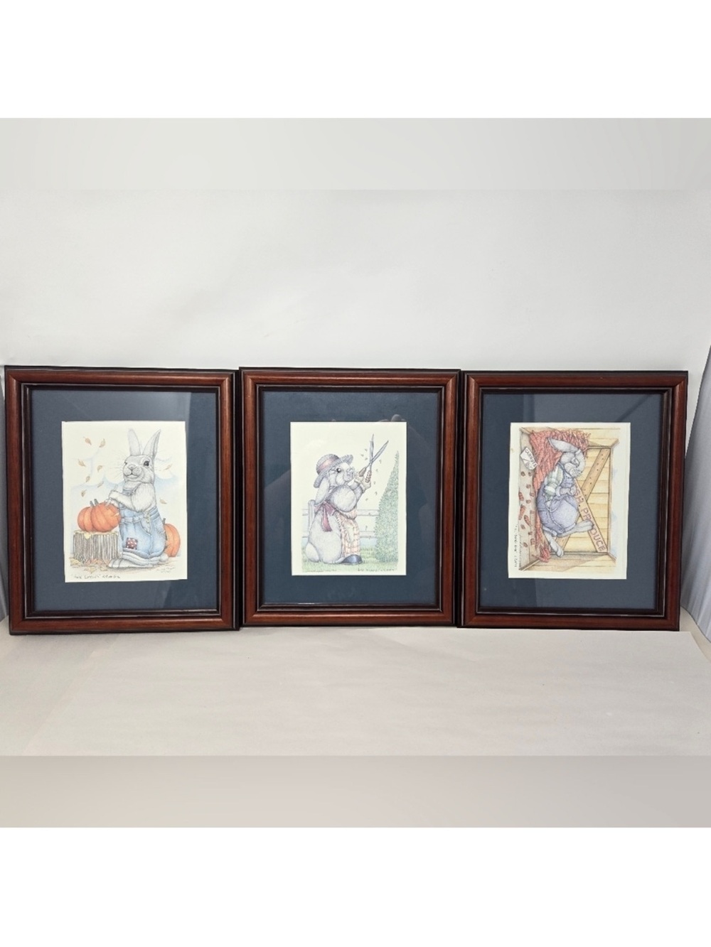 Vtg Sue Rupp Artwork Print Hare Cutting 96, Hare trimmer 98, Full Bodied Hare 97